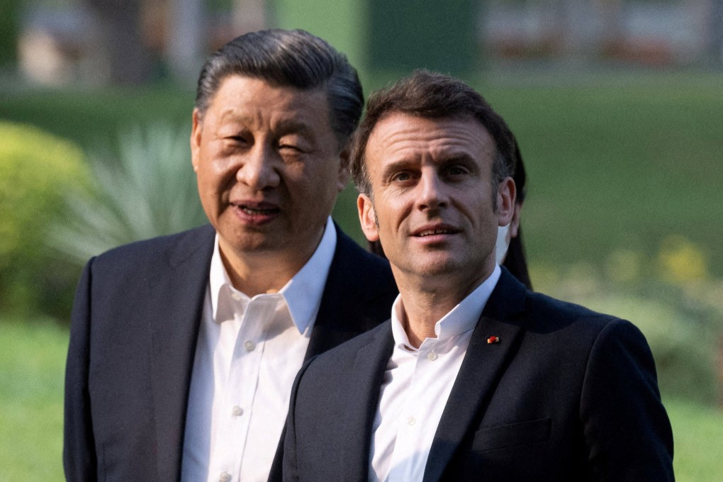 Chinese President Xi Jinping and Frencg President Emmanuel Macron meet at the Guandong province governor’s residence on April 7. Photo: Reuters