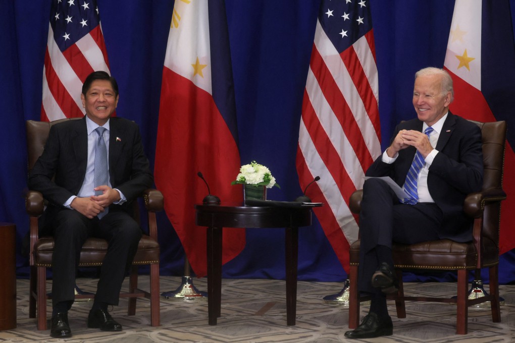 US President Joe Biden with his Philippine counterpart Ferdinand Marcos Jnr (left) in New York. File photo: Reuters