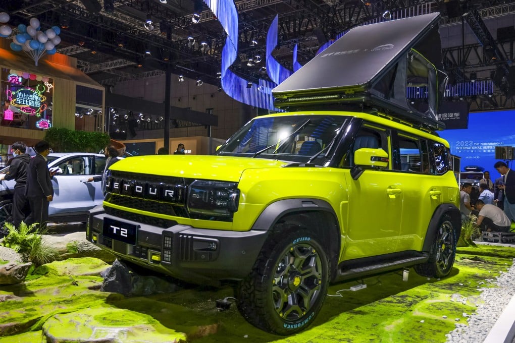 A Jetour T2 electric SUV is displayed at the Shanghai Auto Show. Photo: Handout