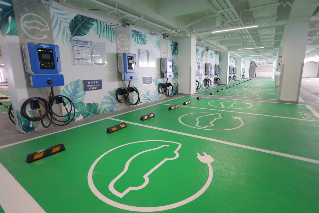 Charging points for electric vehicles at Sha Tin Racecourse. Photo: Kenneth Chan.