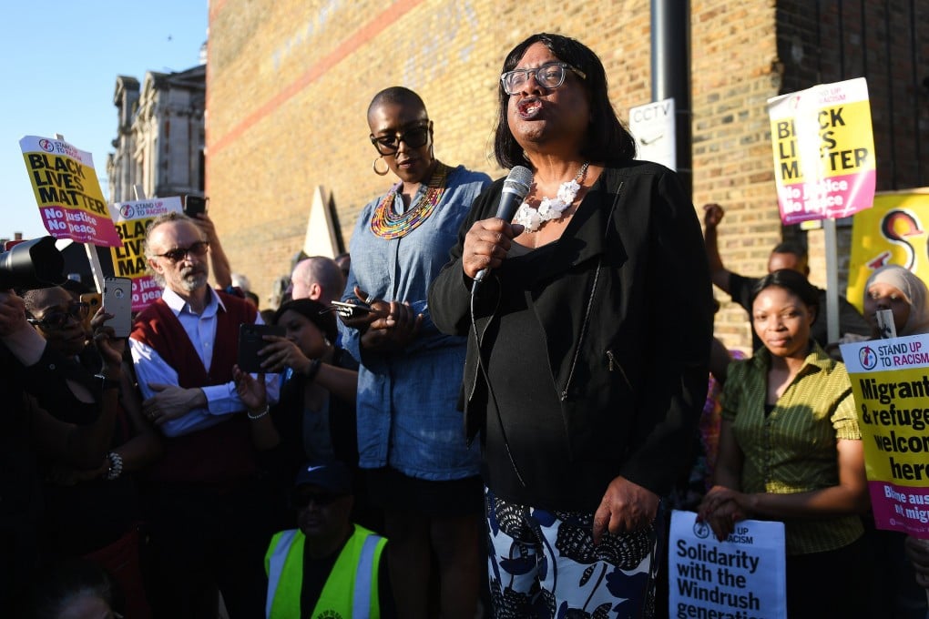 British MP Diane Abbott speaking at a London protest in 2018. EPA-EFE