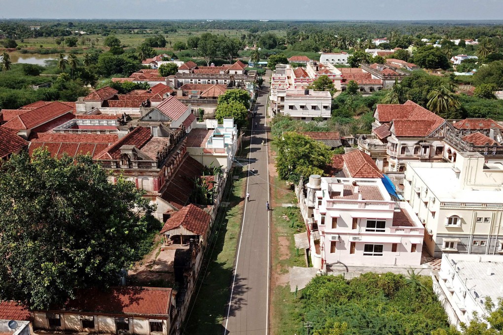 An aerial view of the mansions in Kanadukathan town, India’s Tamil Nadu state. Some Chettinad mansions were torn up by wreckers who profited off the expensive trimmings. Photo: AFP