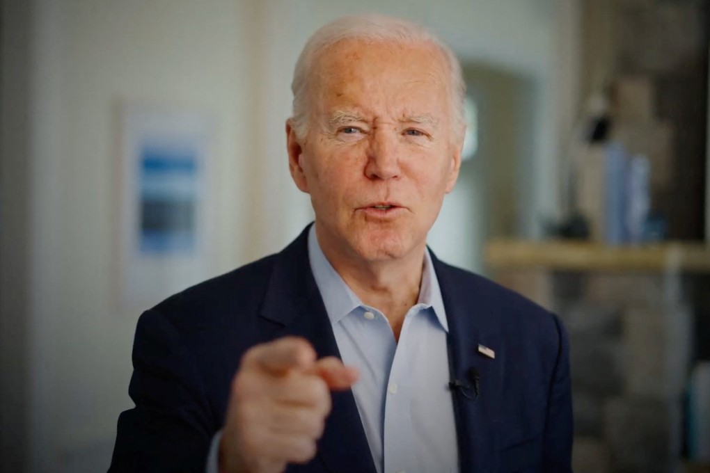 US President Joe Biden speaks during his official campaign launch video published on Tuesday. Photo: YouTube/Joe Biden via Reuters
