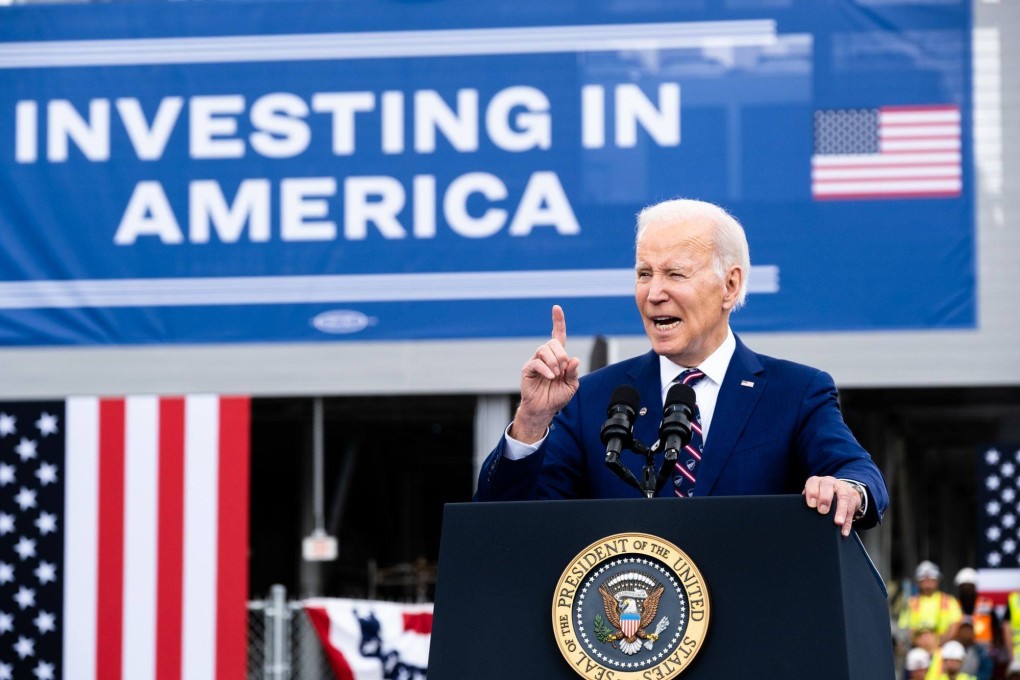 US President Joe Biden speaks at Wolfspeed Inc, a manufacturer of semiconductors and chip components, in Durham, North Carolina, on March 28. Photo: Bloomberg