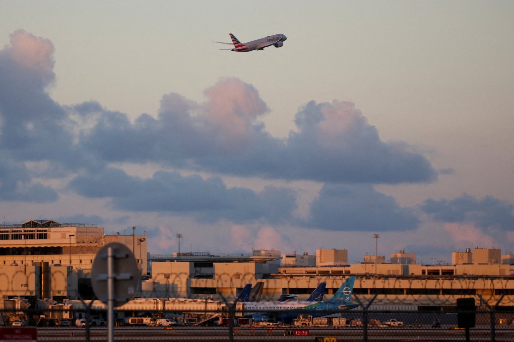 An American Airlines plane takes off from a US airport. This marks the third time since November 2022 that a passenger travelling from New York to New Delhi has been accused of urinating on or near other passengers, and the second time it has happened specifically on American Airlines flight 292. Photo: Reuters