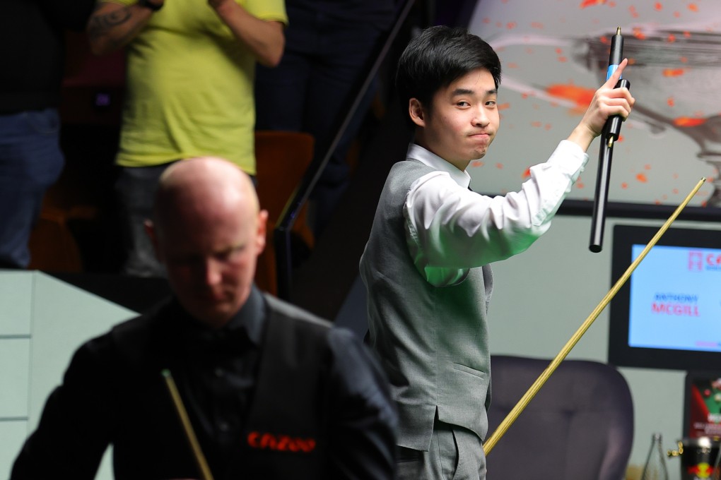 Si Jiahui of China celebrates after his victory against Anthony McGill at snooker’s World Championship in Sheffield. Photo: Xinhua