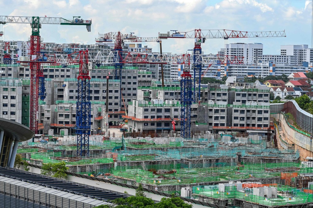A public housing construction site is seen in Singapore in March. Photo: AFP