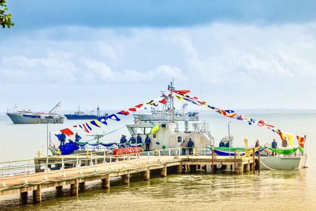Sierra Leone President Julius Maada Bio commissioned the 26.7-metre patrol boat, Madam Yoko, on April 25. The vessel was a gift from the Chinese government to help Sierra Leone tackle illegal fishing and piracy. Photo: Handout