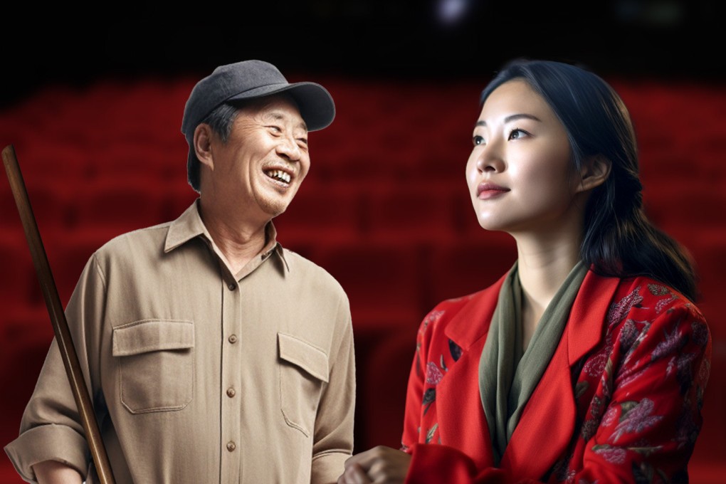 An elderly cleaner at a Hong Kong cinema who ensured the safety of a lone late-night cinema-goer from mainland China has sparked an outpouring of online warmth for people in the city. Photo: SCMP composite