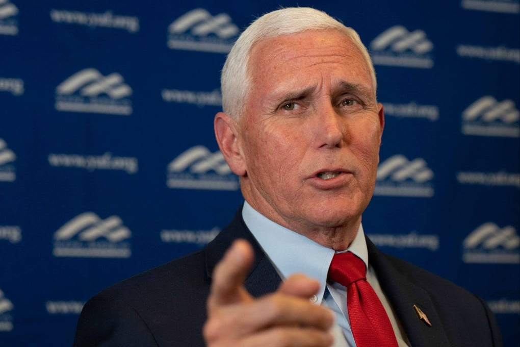 Former US vice-president Mike Pence speaks at the University of North Carolina Chapel Hill on Wednesday. Photo: AFP