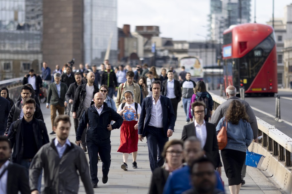 Morning commuters on London Bridge in the City of London on May 16 last year. Europe still maintains an edge in some industries, such as finance. Photo: Bloomberg