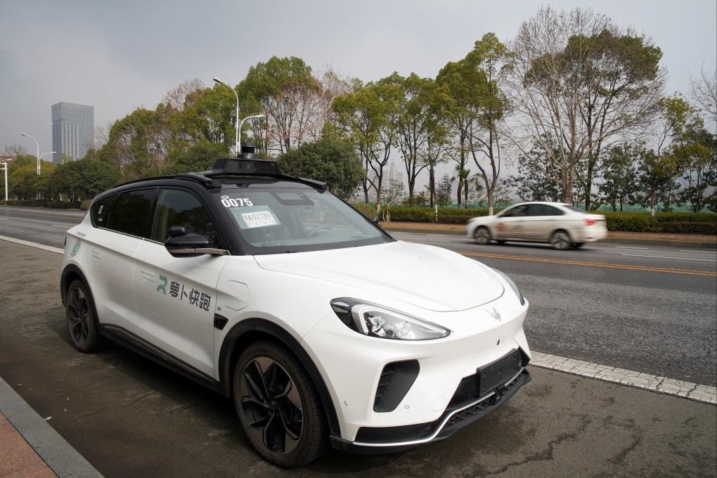 One of Baidu’s self-driving taxis is seen on a road in Wuhan, Hubei province, on February 24. Photo: Reuters