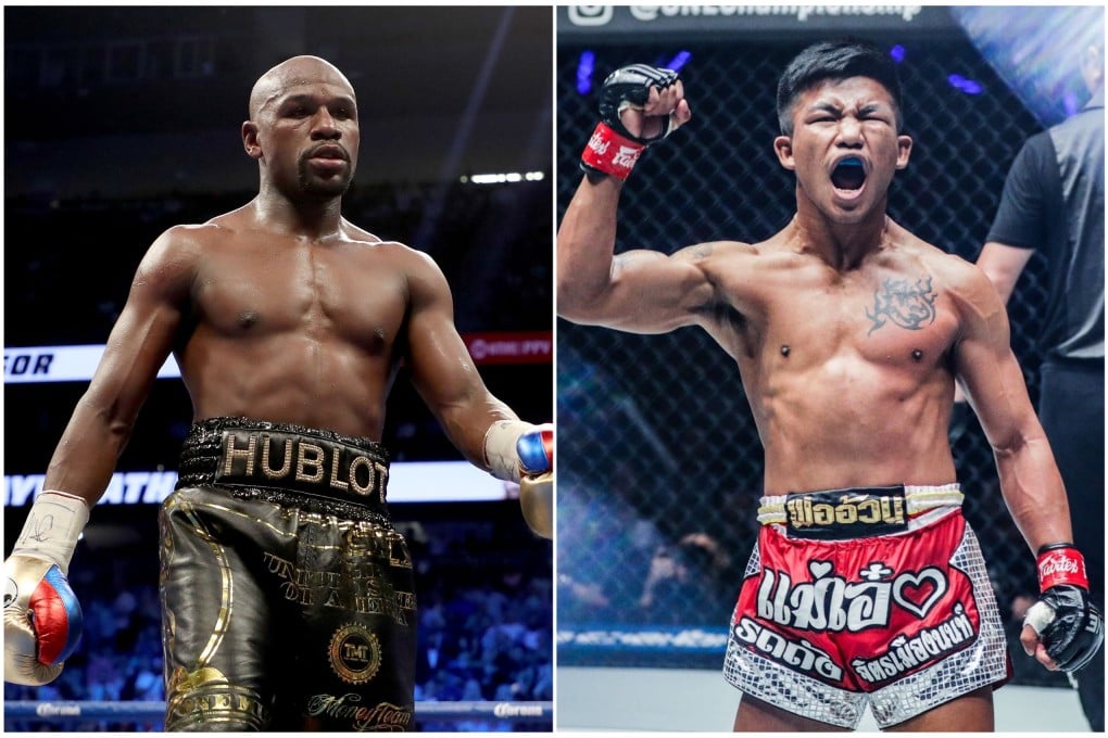Floyd Mayweather (left) and Rodtang Jitmuangnon. Photo: AFP/ONE Championship