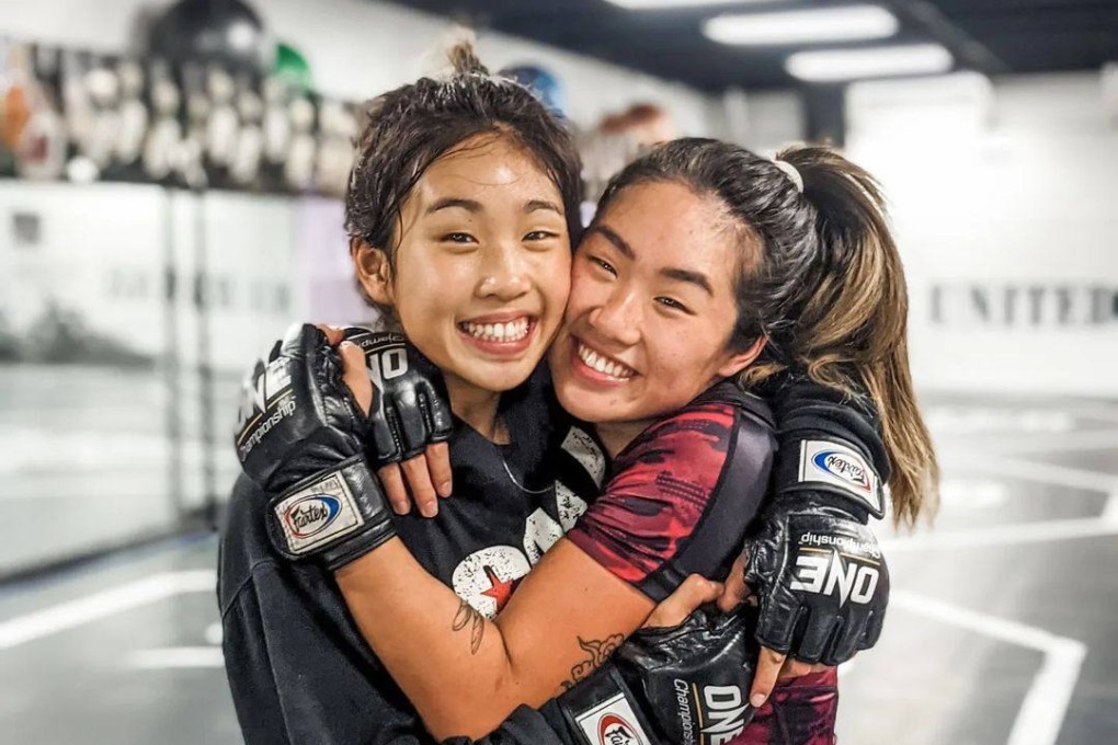 Angela Lee (right) with her sister Victoria Lee during training at their family’s United MMA gym in Hawaii. Photo: Instagram/@angelaleemma