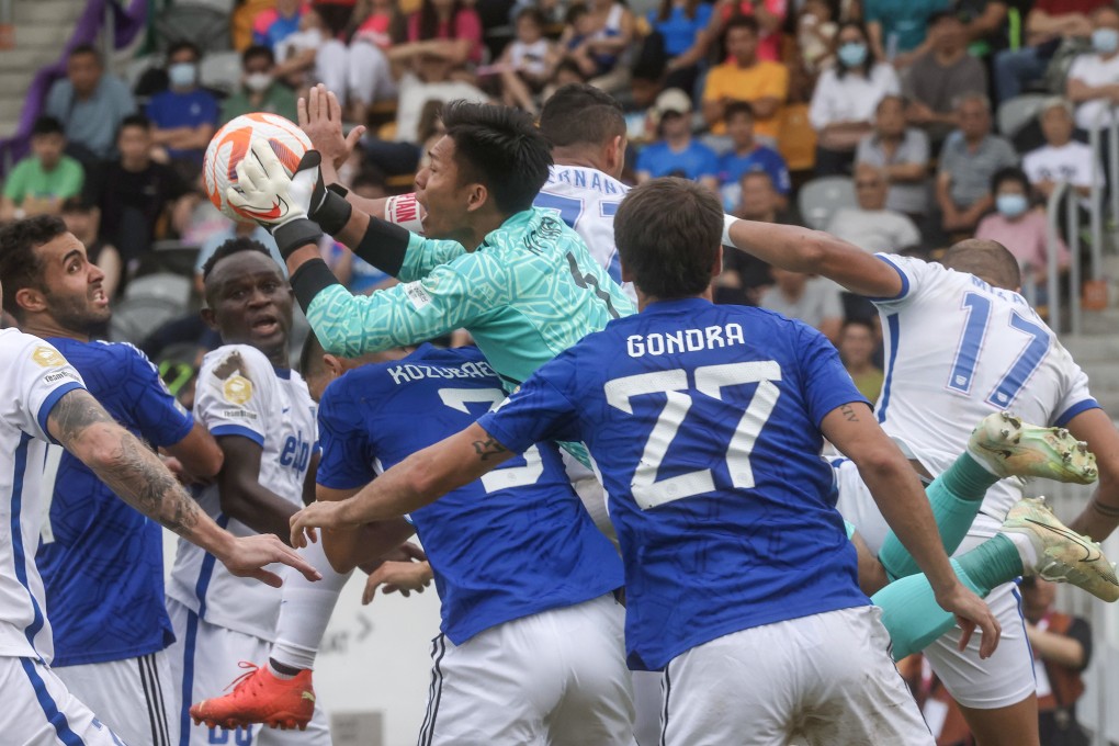 Eastern goalkeeper Yapp Hung-fai keeps Kitchee (in white) at bay as they press for a breakthrough in the FA Cup semi-final. Photo: Jonathan Wong