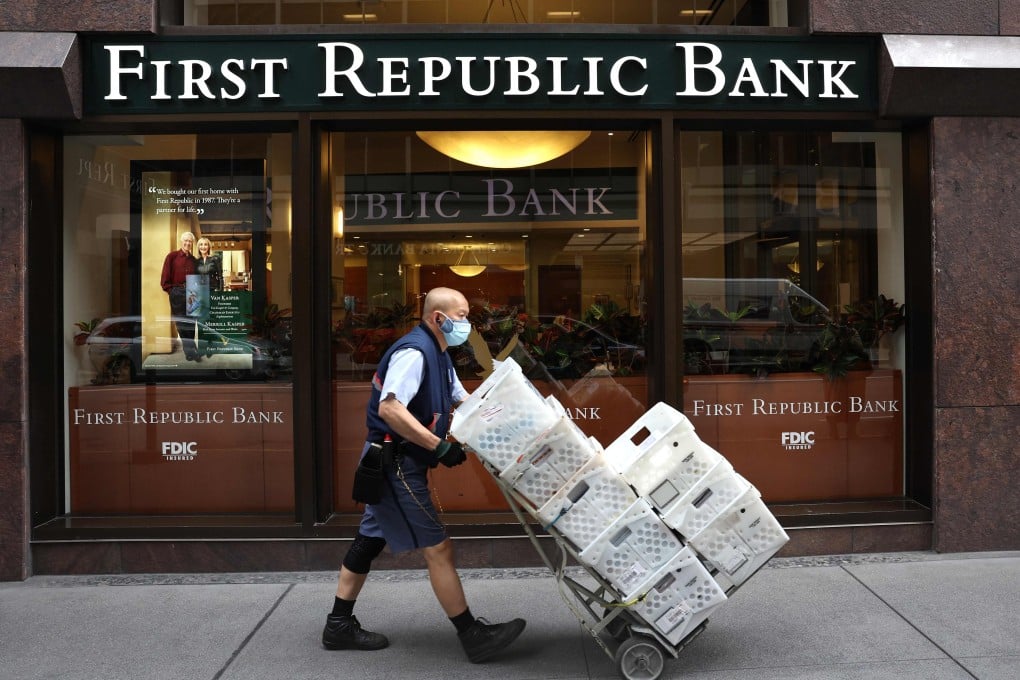 A First Republic Bank office in San Francisco, California. Federal Regulators seized the troubled lender and sold all of its deposits and most of its assets to JPMorgan Chase. File photo: AFP