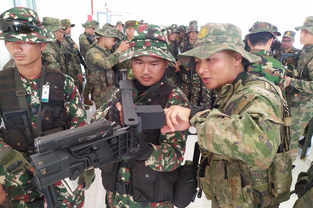 Cambodian and Chinese soldiers during the Golden Dragon military exercise at the Royal Gendarmerie Training Centre in Cambodia, on March 24. China’s defence relationship with Cambodia is the strongest in Southeast Asia. Photo: Xinhua