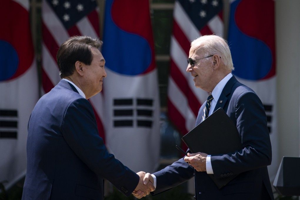 US President Joe Biden also pledged to involve bilateral presidential consultations in the event of a North Korean nuclear attack and the establishment of a nuclear consultative group during South Korean Presiden Yoon Suk-yeol’s five-day state visit to the US. Photo: EPA-EFE