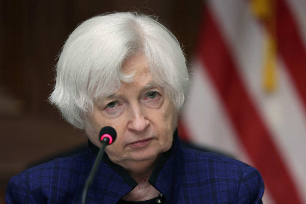 US Treasury Secretary Janet Yellen listens during a meeting in Washington in April. Photo: AFP
