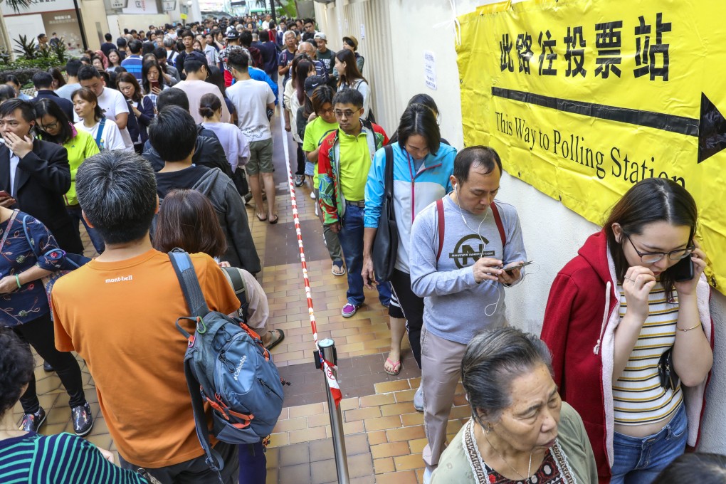 Hongkongers show up in force at the district council election in 2019 amid the social unrest. Photo: May Tse