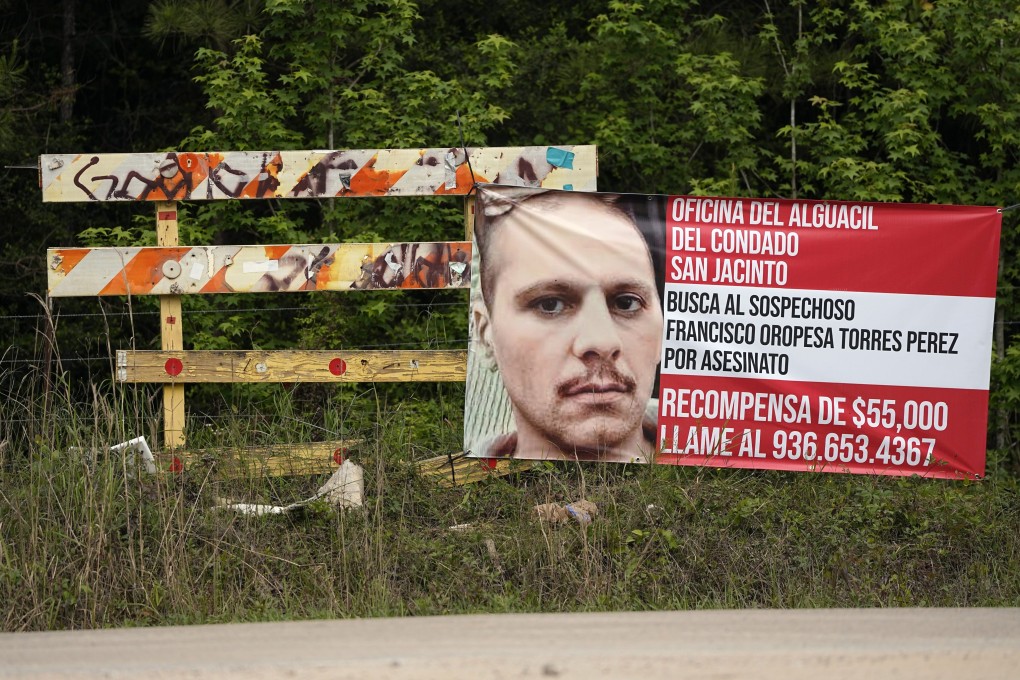 A wanted sign for the mass shooting suspect in Cleveland, Texas. Photo: AP