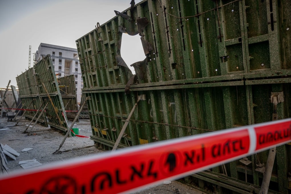 The effects of a rocket attack on a construction site in southern Israel. Thousands of Chinese labourers are currently estimated to be engaged in Israel’s construction sector. Photo: JINI via Xinhua