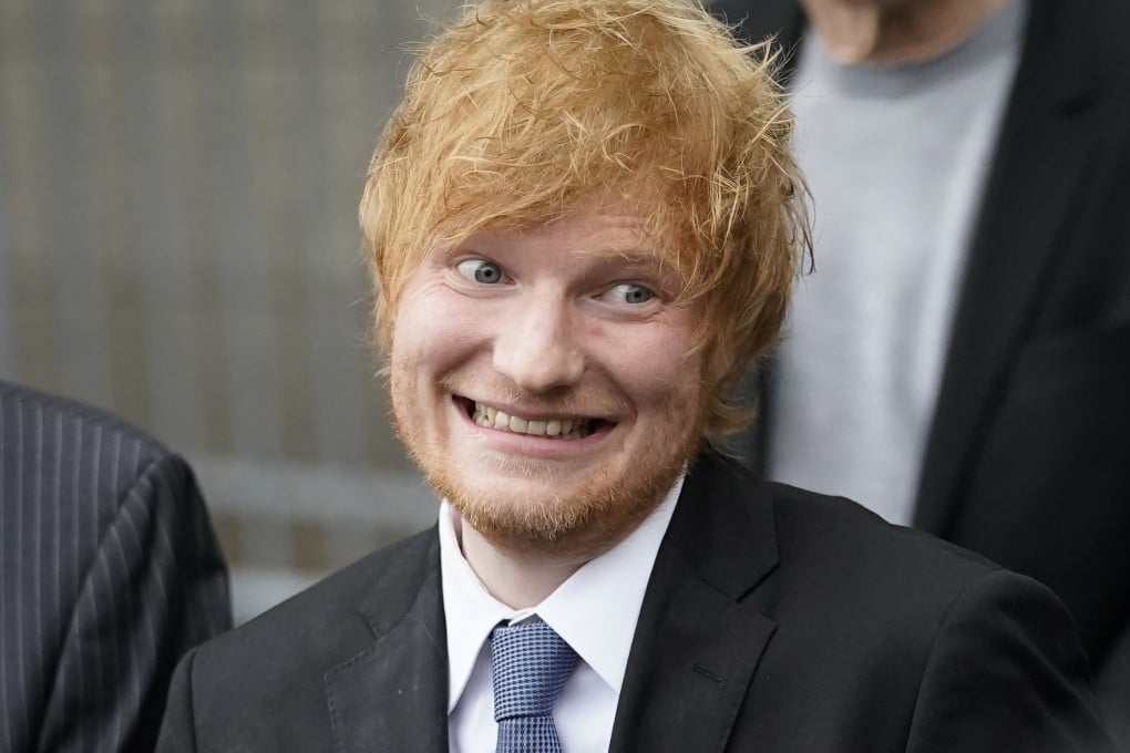 UK singer Ed Sheeran prepares to speak to the media outside New York Federal Court after wining his copyright infringement trial on Thursday. Photo: AP
