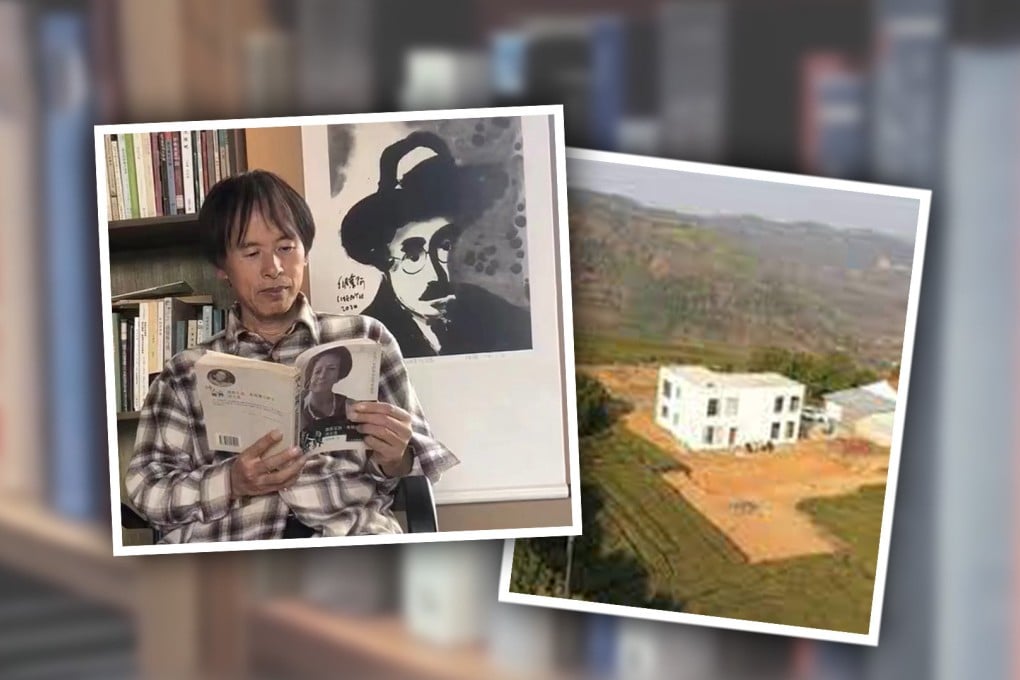 The shop’s owner Jiang Libo is a self-styled poet who built the store over the past three years to help locals access reading material. Photo: SCMP composite/Douyin