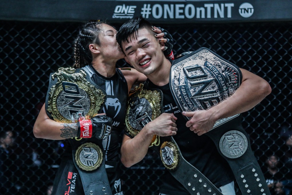 Angela Lee kisses her brother Christian Lee at Century Part 1 in Tokyo, Japan on 13 October, 2019. Photos: ONE Championship.