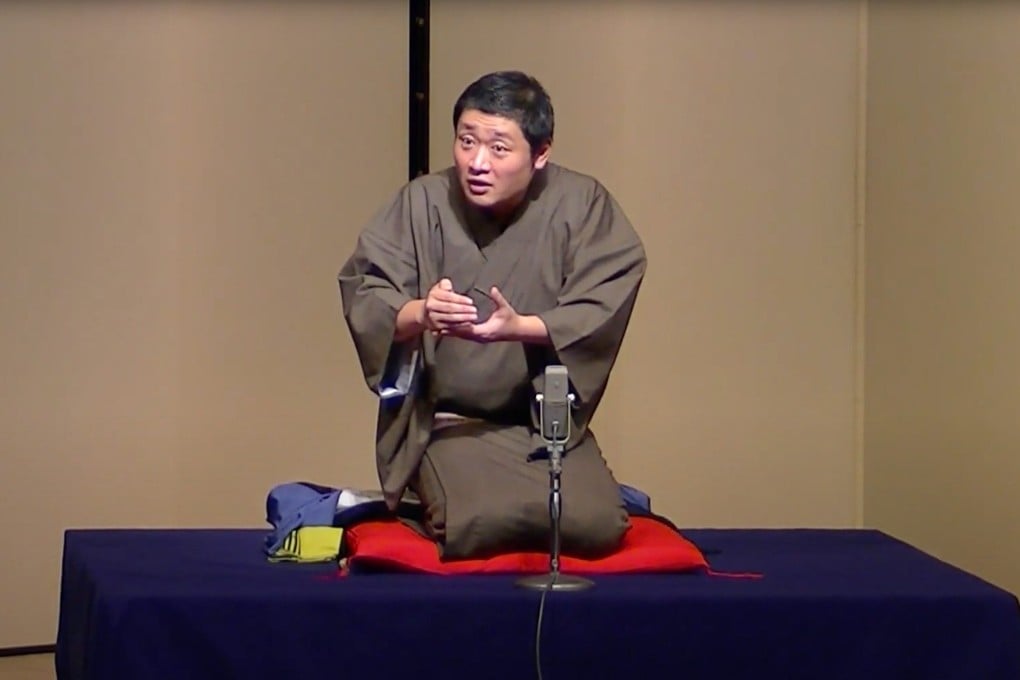 Shinoharu Tatekawa performing “Tea Ceremony”, a comedy Rakugo. With the help of Japanese text expert Laura Moretti, Tatekawa is resurrecting old Japanese stories for modern audiences. Photo: Youtube/Shinoharu Tatekawa