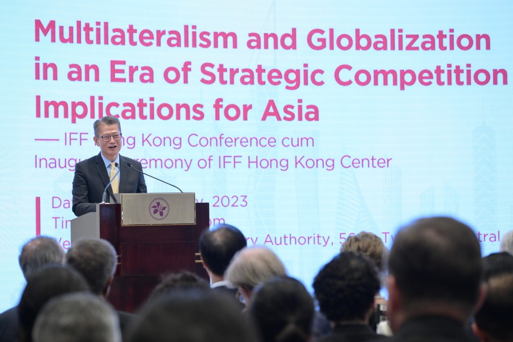 Hong Kong Financial Secretary Paul Chan speaks on Friday at an event organised by the International Finance Forum. Photo: Handout