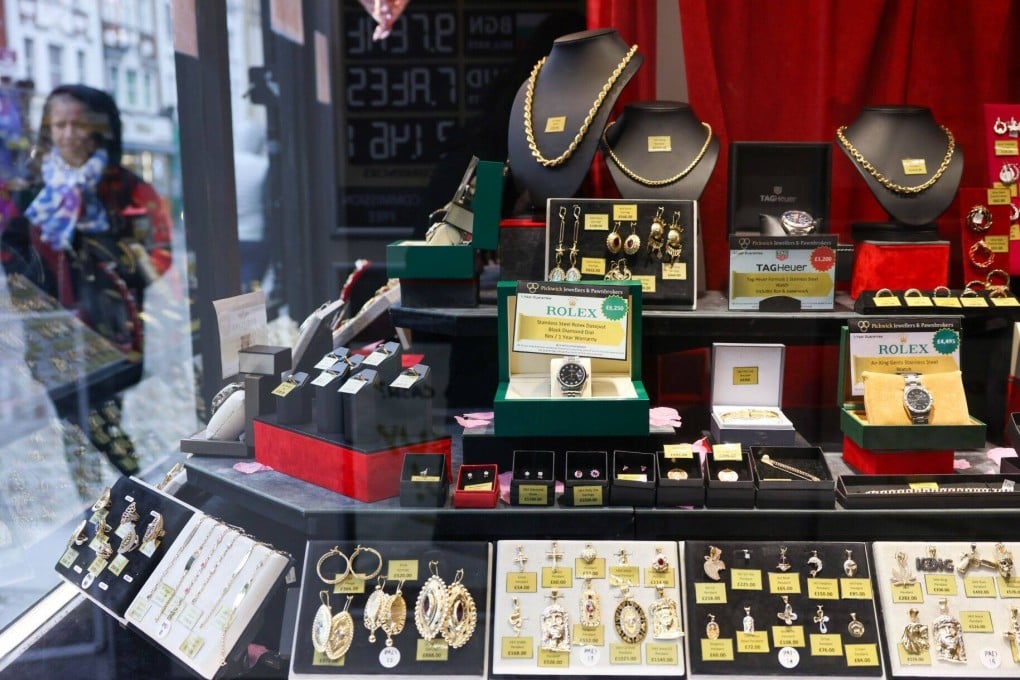 Items for sale at a pawnbroker’s in London on March 8, amid the cost of living crisis in the UK. Photo: Bloomberg