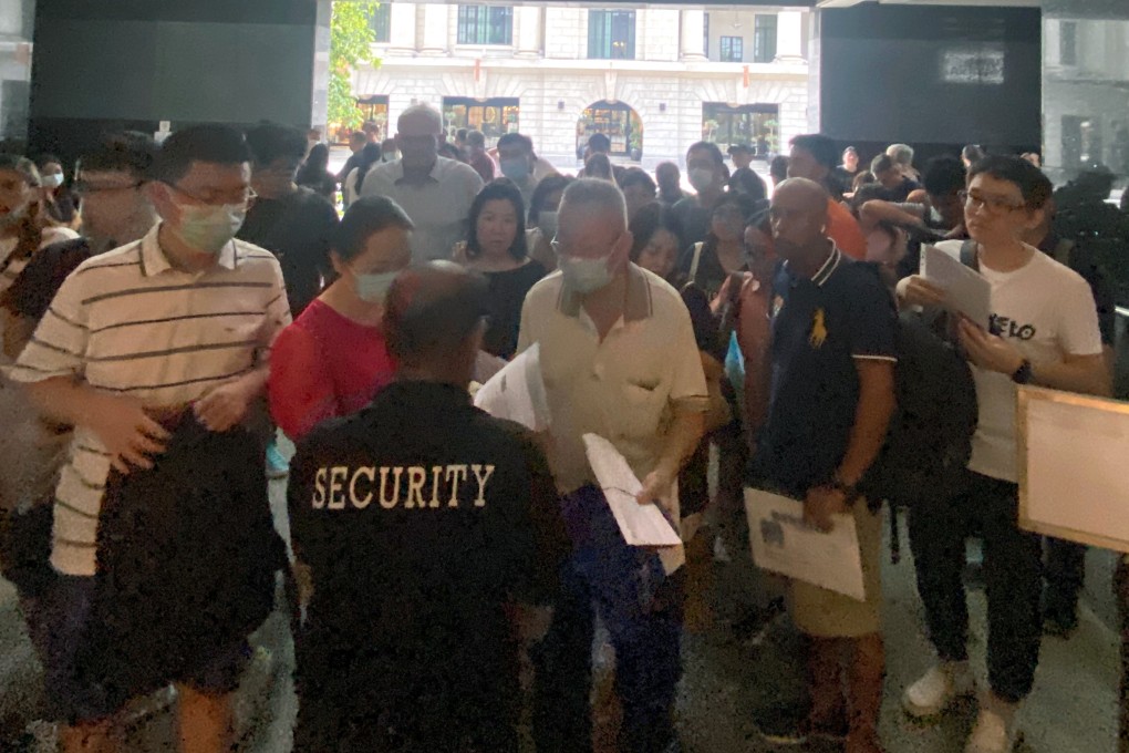 The crowd outside the China Visa Application Centre in Singapore on Monday. Photo: Kimberly Lim
