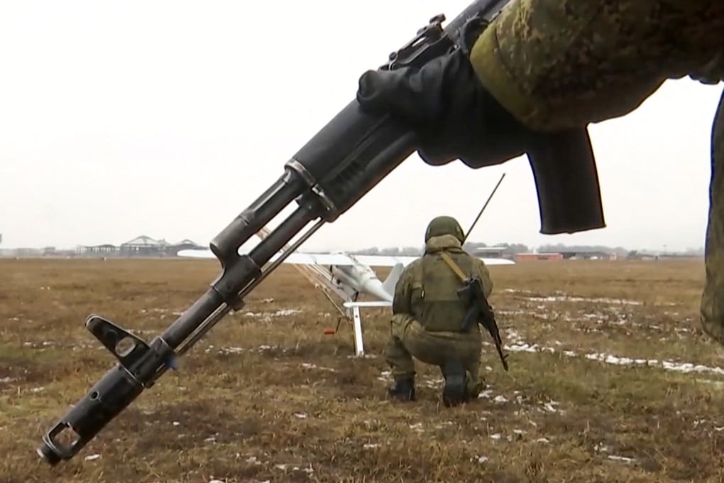 Russian soldiers preparing a drone. Photo: Handout/Russian Defence Ministry/AFP