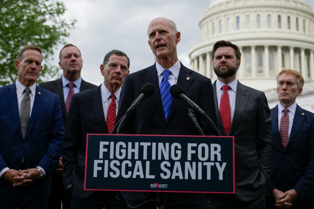 US Senator Rick Scott of Florida speaks during a press conference demanding that US President Joe Biden negotiate with Republicans to make a deal on raising the debt ceiling, on Capitol Hill in Washington on May 3. Photo: Reuters