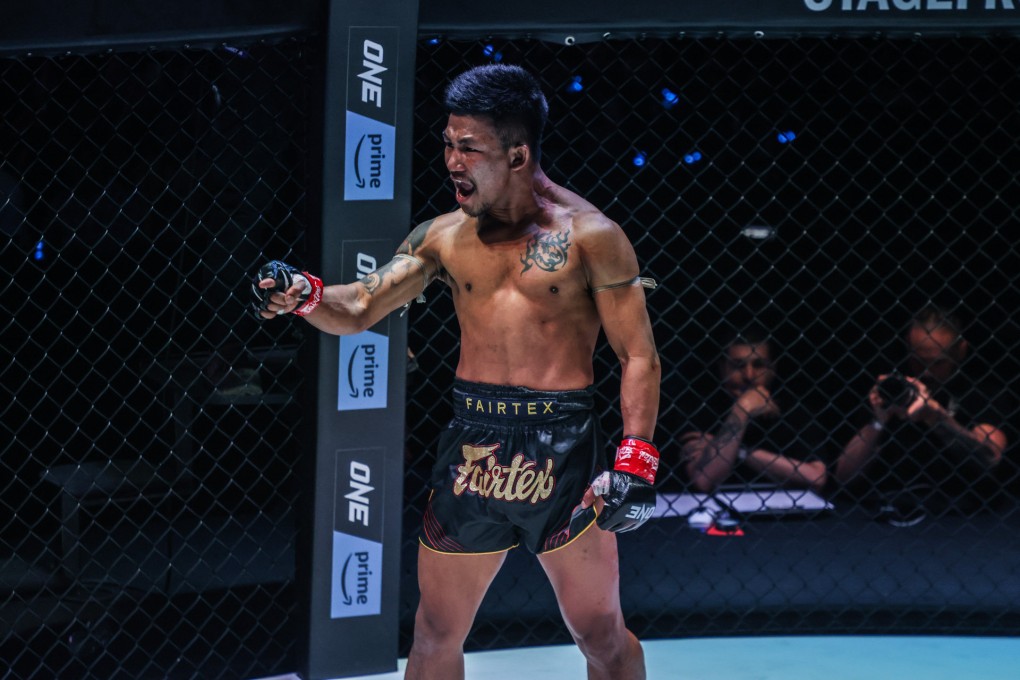 Rodtang Jitmuangnon reacts after knocking out Edgar Tabares to defend his flyweight Muay Thai belt. Photo: ONE Championship.
