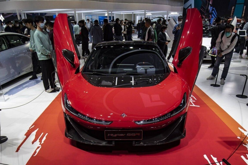 A GAC Aion Hyper SSR electric sports car on display at the Shanghai Auto Show on April 24. China is the world’s largest market for electric vehicles. Photographer: Bloomberg