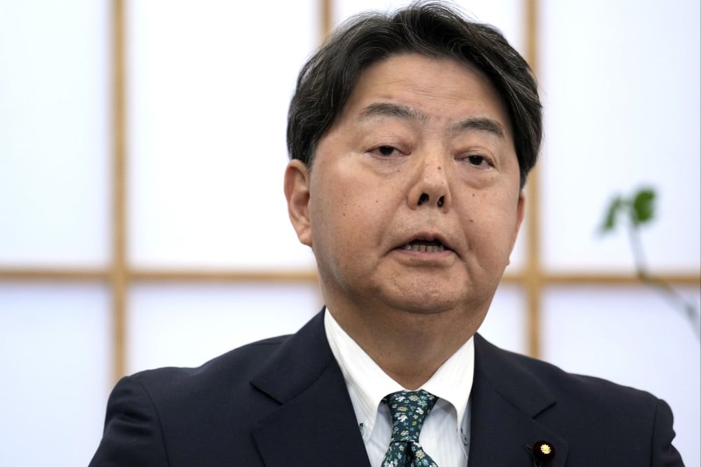 Japanese Foreign Minister Yoshimasa Hayashi said on Wednesday that Tokyo is mulling a diplomatic protest against Beijing after the Chinese envoy’s remarks on Taiwan. Photo: AP