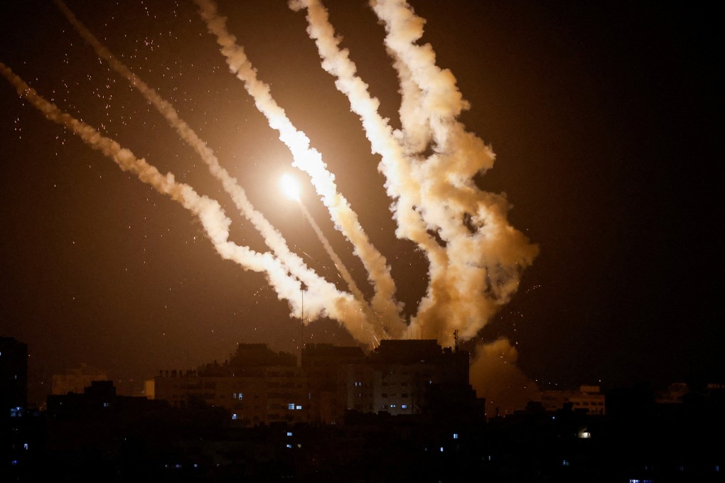 Rockets being fired from Gaza into Israel on Wednesday. Photo: Reuters