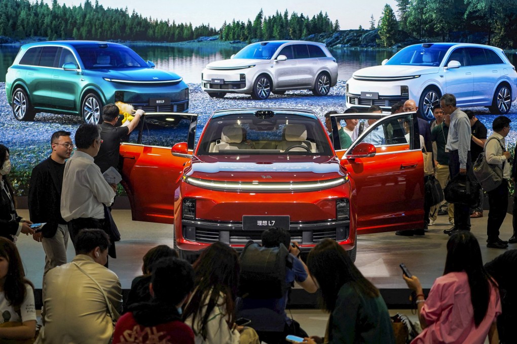 Li Auto’s L7 electric SUV is displayed at the Shanghai car show last month. Photo: Reuters