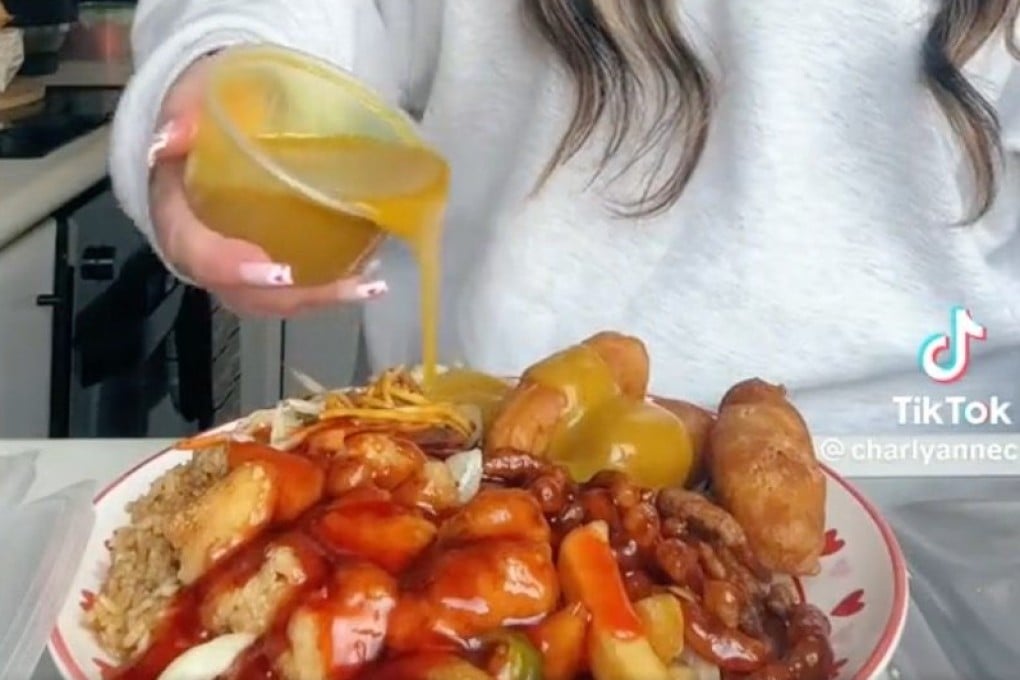British TikTok user Charly Anne shows her Chinese takeaway food in a video posted on the platform. Photo: TikTok / @charlyannec