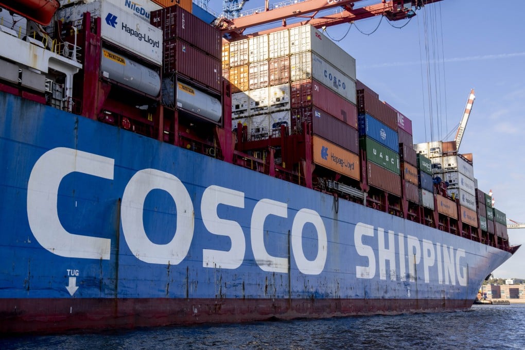 A Cosco container ship is seen in the harbour in Hamburg, Germany in October 2022. Photo: AP