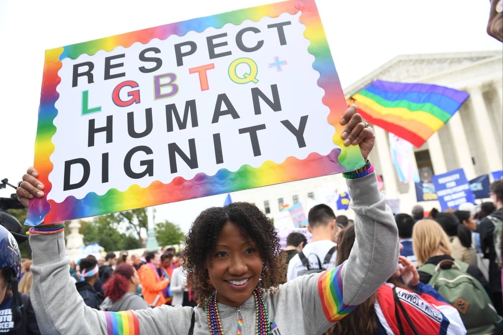 Demonstrators in favour of LGBTQ rights rally outside the US Supreme Court in Washington. File photo: AFP