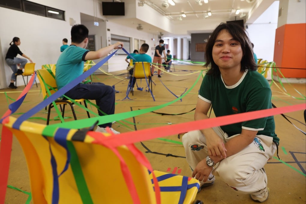 Artist Kevin Ling leads a Hass Lab workshop at Hong Kong’s CCC Mongkok Church Kai Oi School, in which he teams up with students with special educational needs to tap their creativity, on April 21, 2023. Photo: Edmond So