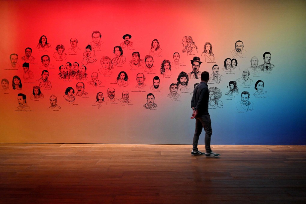 A visitor looks at the work of Romanian artist Emanuel Barica as part of the exhibition “Barvalo, Roms, Sinti, Manouches, Gitans, Voyageurs” at the Museum of European and Mediterranean Civilisations in Marseille, France, on Tuesday. Photo: AFP