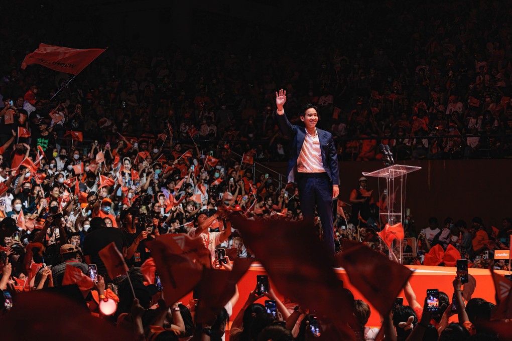 Move Forward leader Pita Limjaroenrat speaks during an election campaign event in Bangkok on May 12. Photo: SOPA Images via ZUMA Press Wire/dpa