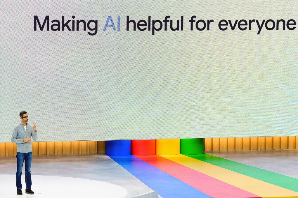 Google CEO Sundar Pichai at the Google I/O annual developer conference at the Shoreline Amphitheatre in Mountain View, California, on May 10. Photo: AFP/Getty Images/TNS