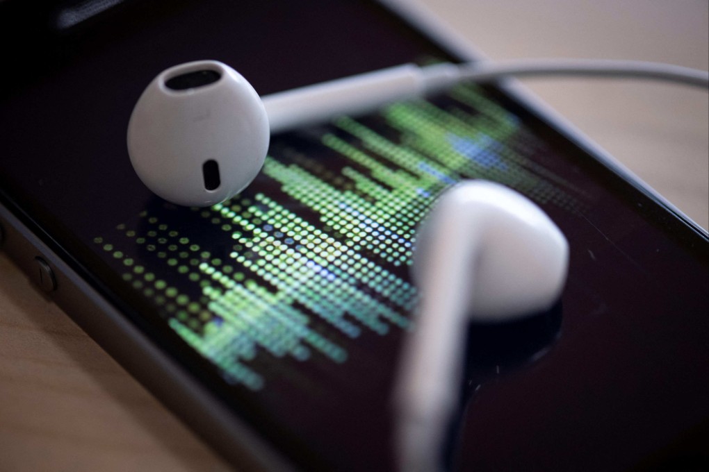 An audio podcast being played on a smartphone. Photo: AFP