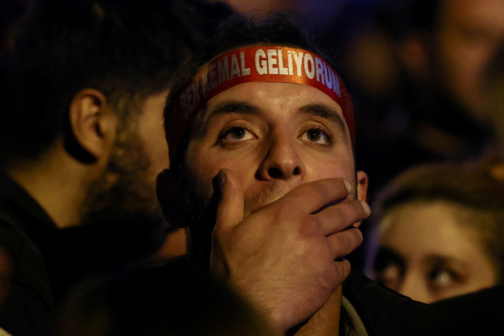 A supporter of Kemal Kilicdaroglu, presidential candidate of Turkey’s main opposition alliance, awaits election results in Ankara, Turkey. Photo: Reuters