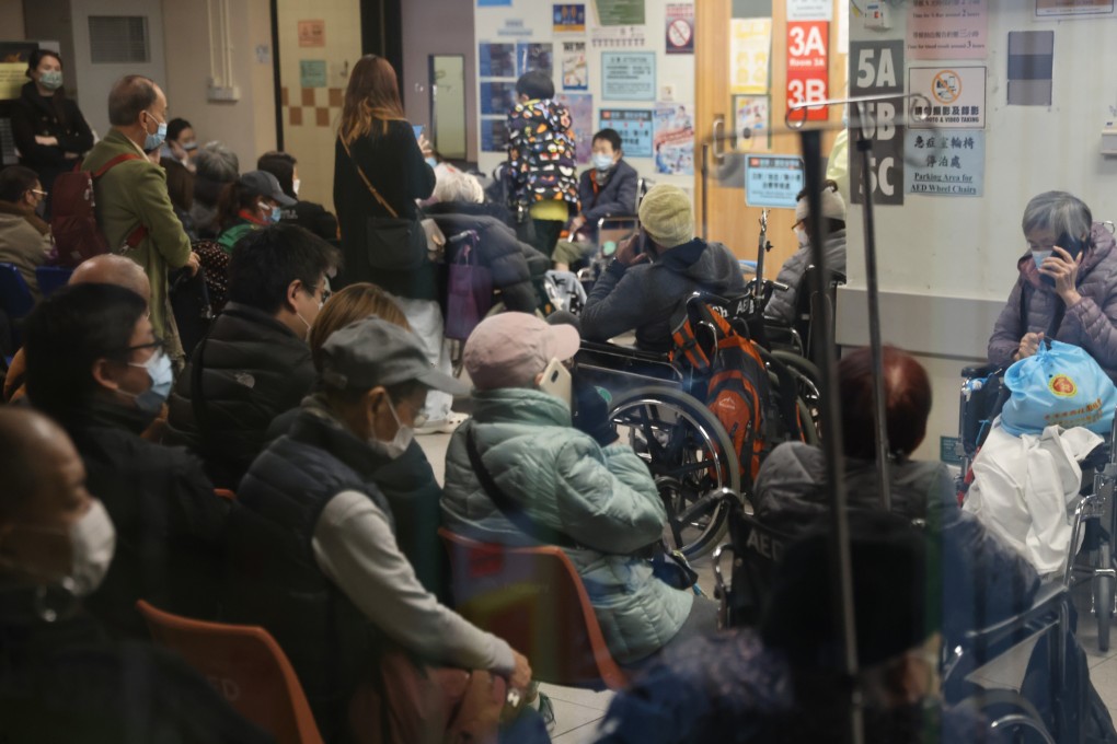 Patients waiting in the Accident & Emergency (A&E) area of United Christian Hospital in Kwun Tong. Photo: May Tse